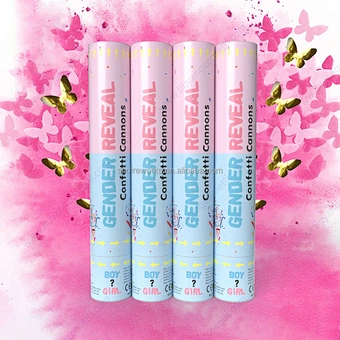 Gender Reveal Party Supplies Pink Blue Colour Smoke Powder Confetti Cannon popper shooter For Baby Shower Decoration