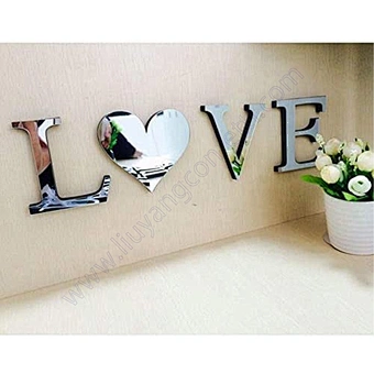 Full Length Reflective 3d Adesivi Decorative Furniture Tile Vinyl Self Acrylic 4 Letters Love Home Adhesive Wall Mirror Sticker