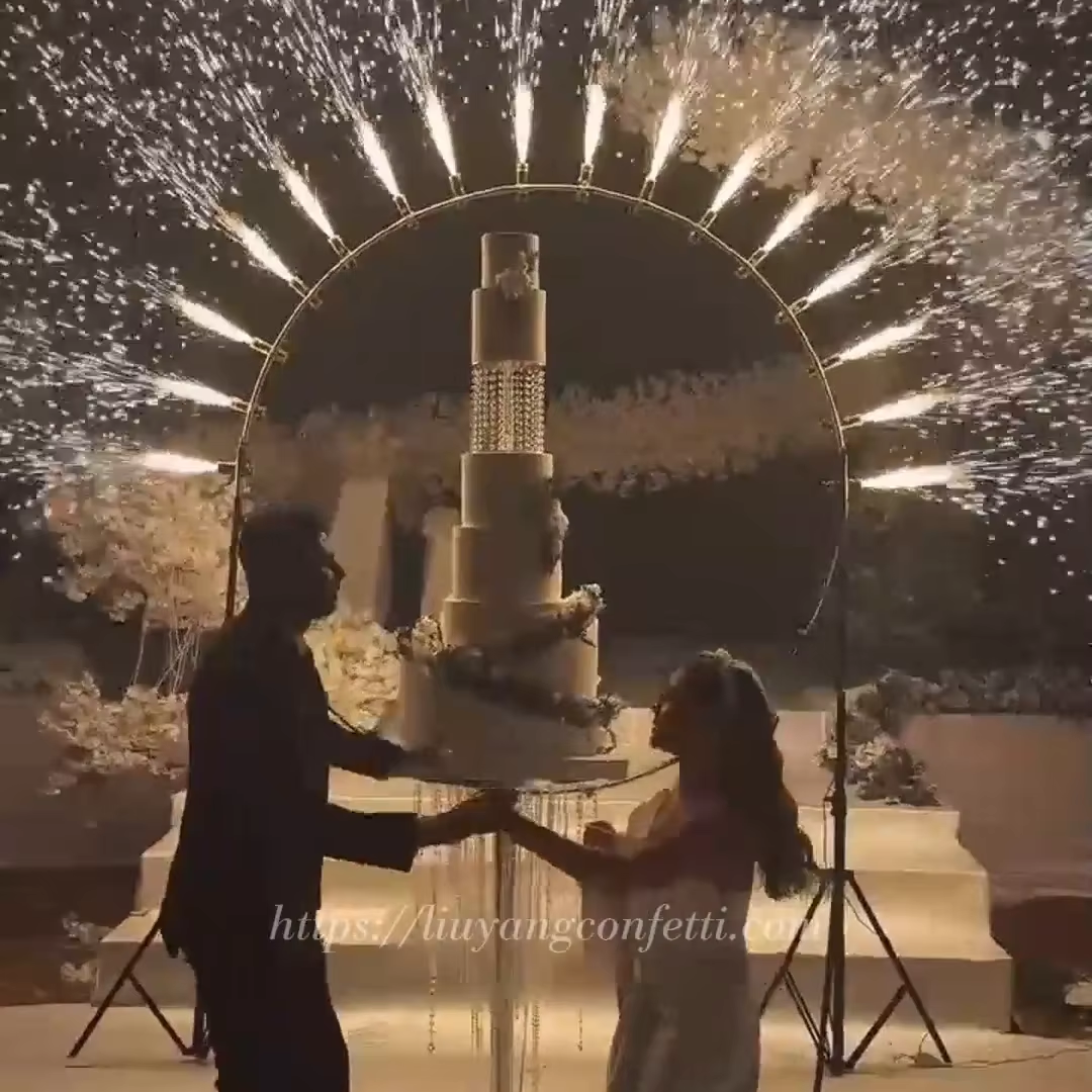 remote control cold pyro fountain fireworks spark firing machine semicircle arch shape  For Wedding Stage party decoration