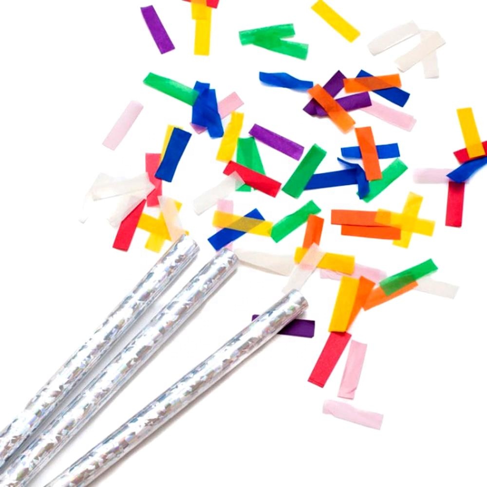 Biodegradable mix color Tissue Confetti Wands Confetti Flick Stick confetti stick for wedding stage concept party festival shows