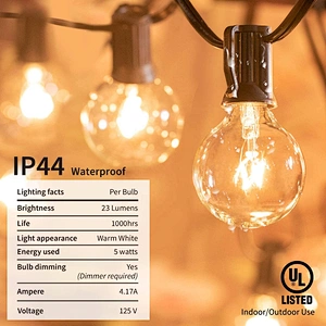 G40 10w 25feet Wedding Party Led Hot Selling Weatherproof Perfect Patio Outdoor Garden Decoration Bulb String Lights