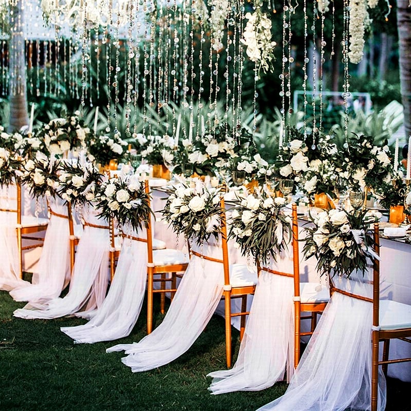 Drape Organza Roll Sheer Fabric Mariage Yarn Birthday Event Party Supplies Backdrop Chair Decor Tulle Wedding Decoration