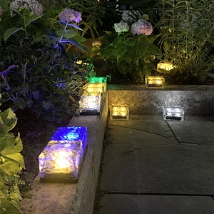 Lamplust Ice Cube Led Modern Rock Paver Square Outdoor Disk Outside Blocks Lighting Battery Solar Brick Landscape Path Light