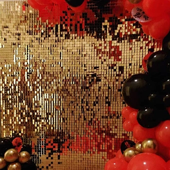 Sparkling Pvc Interior Decorative Sparking Iridescent Gold Mirror Sequin Panel Backdrop Shimmer Wall Wedding Decoration Supplies
