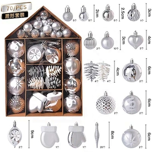 70Pcs Painted Plastic Decorative Tree Ornaments 6cm Hanging Christmas Ball For New Year Christmas
