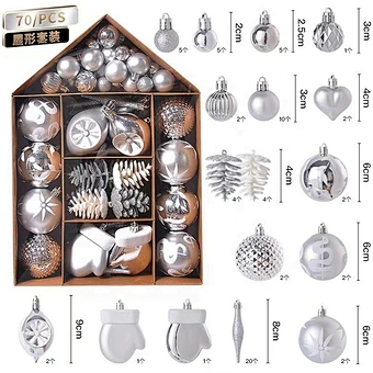 70Pcs Painted Plastic Decorative Tree Ornaments 6cm Hanging Christmas Ball For New Year Christmas