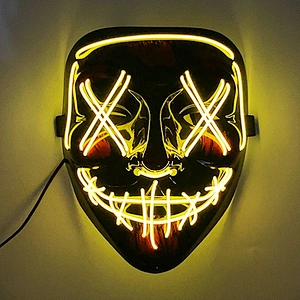 Decoration Costume Kids Adult Led Glowing Black V Word With Blood Horror Facepiece Outfit 2023 Hot Sale Halloween Mask
