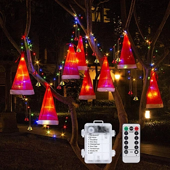 Party Holiday Indoor Outdoor Home Garden Led Fairy String Decoration Santa Claus Xmas New Year Decor Christmas Hat Light
