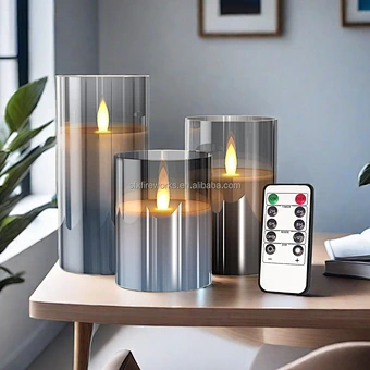 China Wholesale Flameless Light Remote Control Sales Changing Home Decoration Paraffin Wax Glass Customized Led Candles