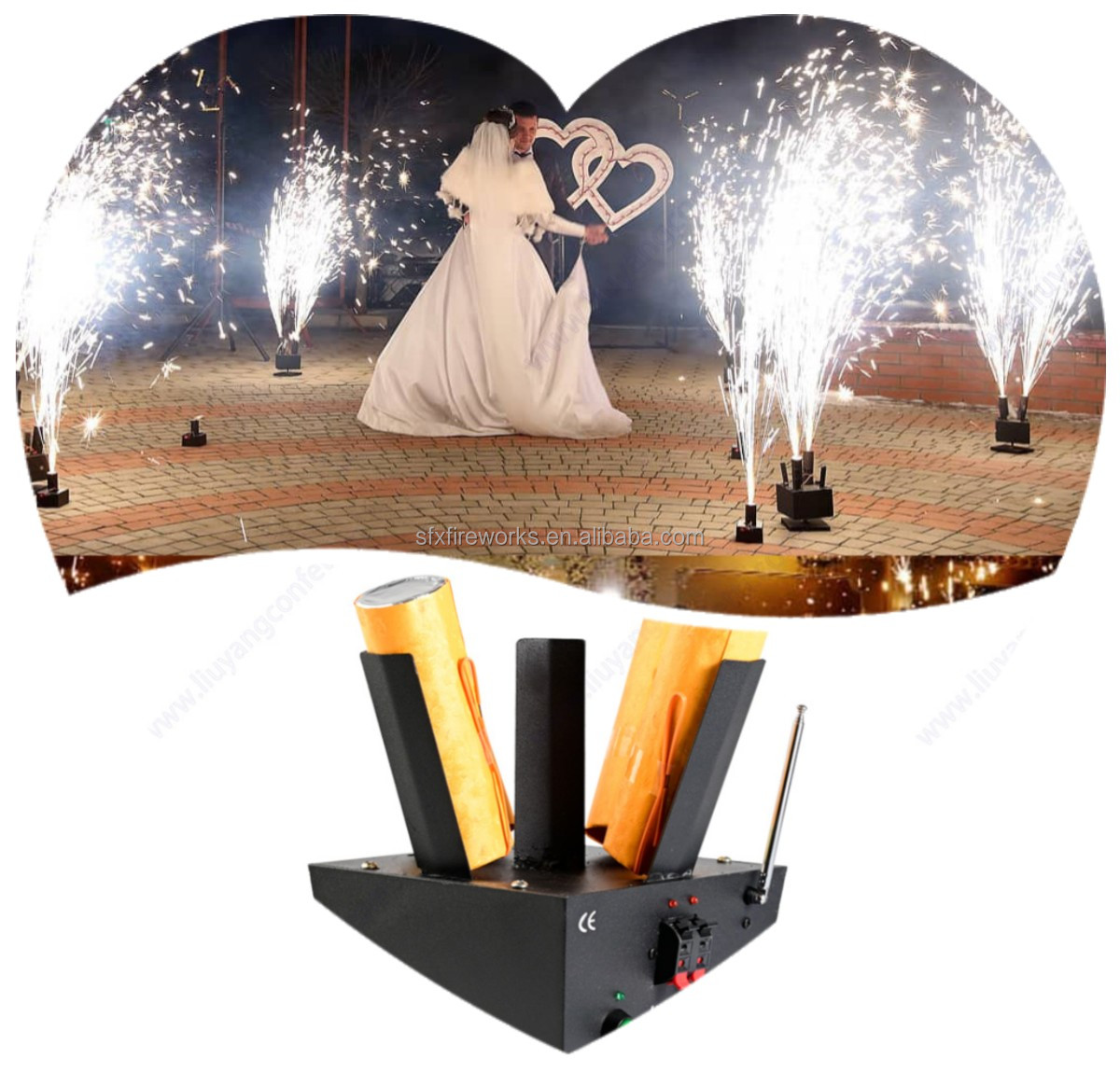 Professional 6 channel remote control rotating cold fountain fireworks firing system