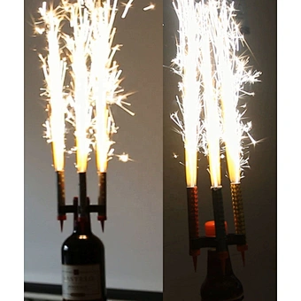 Champagne Safety Triple Head Birthday Candle Fireworks Plastic Fountain Night Club Party Bottle Sparkler Clip Holder
