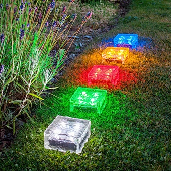 Led Decorative Paving Rgb Outdoor Decoration Waterproof Deck Light Ground Buried Lamp Garden Pathway Clear Glass Solar Ice Brick