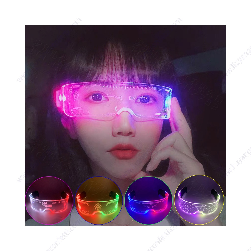 Music Bar Ktv Neon Party Festival Performance Prop Dance Light Up Sunglasses Night Club Colorful Luminous Led Glasses