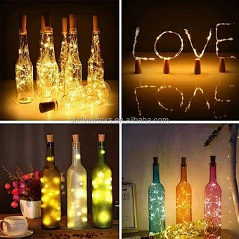 Christmas New year Decor LED Wine Bottle Cork Copper Wire Fairy Lights Led String Battery Operated Outdoor Solar Fairy Lights