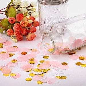 Round Tissue Paper Table Dots Birthday Party Valentine's Day Balloon Decorations 1 Inch Pink White Gold Wedding Confetti
