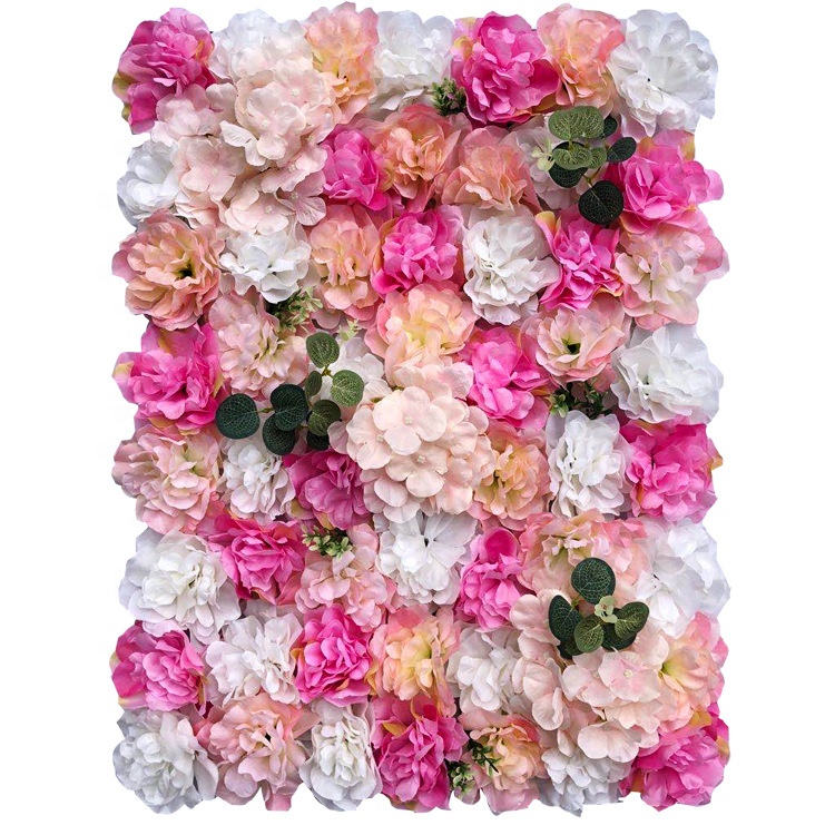 Hot artificial white rose 3d hydrangea flower wall backdrop for wedding event stage decoration