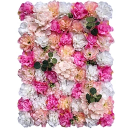 Hot artificial white rose 3d hydrangea flower wall backdrop for wedding event stage decoration