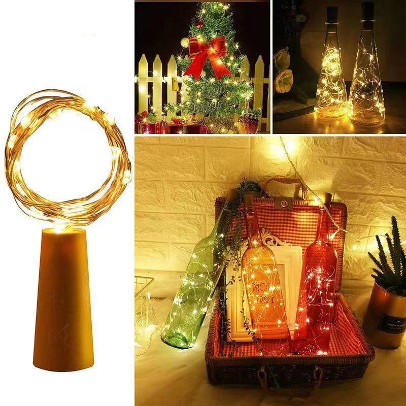 Christmas New year Decor LED Wine Bottle Cork Copper Wire Fairy Lights Led String Battery Operated Outdoor Solar Fairy Lights