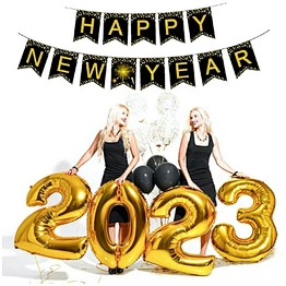 Rose Gold Silver Number Merry Christmas Eve Party Decor Helium Noel Foil Digit Globos Decoration 2023 Happy New Year Balloon