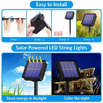 LED Solar Fairy Lights Lamp Outdoor 7M 12M 22M LEDs String Waterproof Holiday Party Garland Solar Garden Christmas Lights