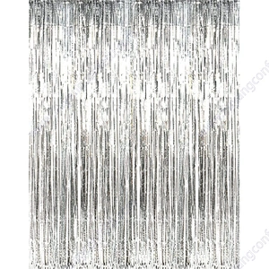 Silver Foil Fringe Tinsel Metallic Curtain Photo Backdrop For Wedding Engagement Bridal Shower Birthday Bachelorette Party decor