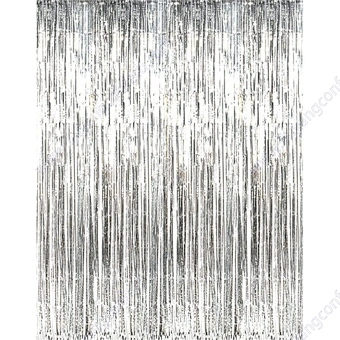 Silver Foil Fringe Tinsel Metallic Curtain Photo Backdrop For Wedding Engagement Bridal Shower Birthday Bachelorette Party decor