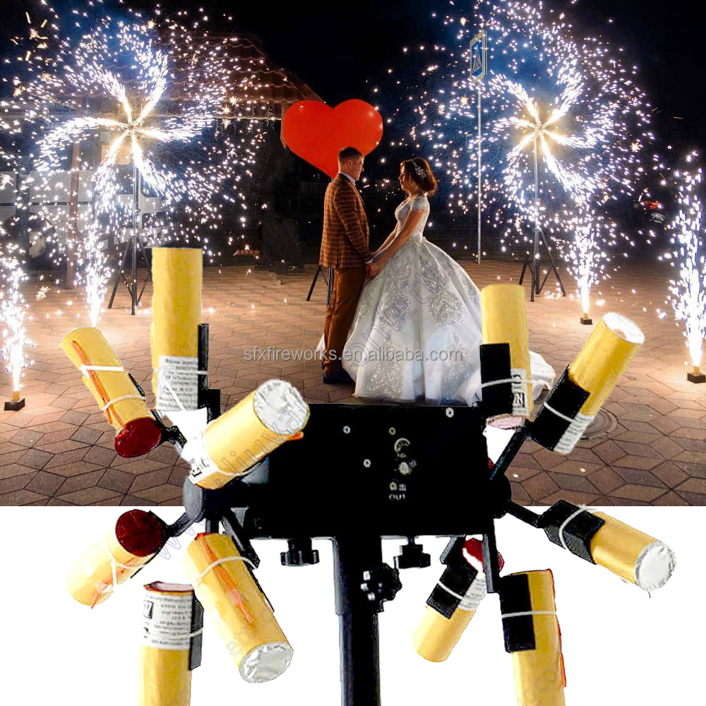 Wedding Marriage Bride Proposal hot sale 12cue 12channel rotate double wheel wireless remote control cold firework firing system