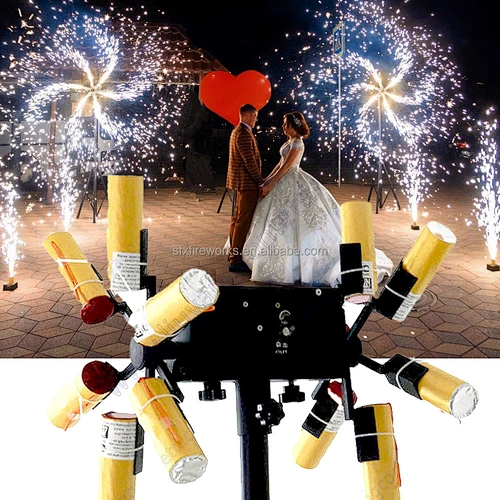 Wedding Marriage Bride Proposal hot sale 12cue 12channel rotate double wheel wireless remote control cold firework firing system