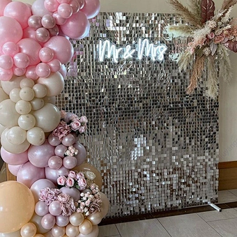 Premium Navy Blue Silver Decoration Black Wall Package Wedding Birthday Party Events Backdrop Sequin Panel Gold Shimmer Wall