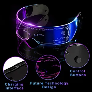 2022 New Fashion Led Glasses Creative Technology Futuristic Cyberpunk Luminous Party Light Up Glasses