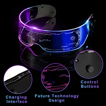 2022 New Fashion Led Glasses Creative Technology Futuristic Cyberpunk Luminous Party Light Up Glasses