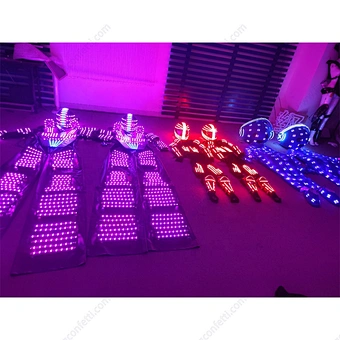 Free Shipping Laser Glove Glasses Led Robot Costume Adult Party Robot Led Suits Stilt Robot with co2 led Cannon gun