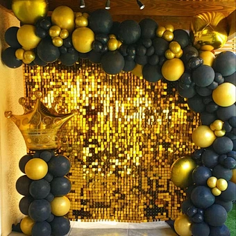 Sparking Decorative Wind Activate Panel Wedding Event Festival Decoration Stunning Gold Mirror Sequin Shimmer Wall Backdrop