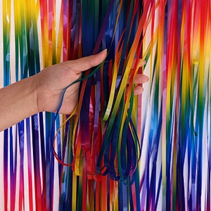 1mx2m Rainbow Tinsel String Foil Fringe Curtain Shiny Shimmer Party Wedding Birthday Door Decoration Metallic Foil Curtain