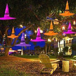 Led Light Glowing Hanging Decor Suspension Tree Kid Cosplay Decoration Party Lighting Up Wizard Big Head Halloween Witch Hat
