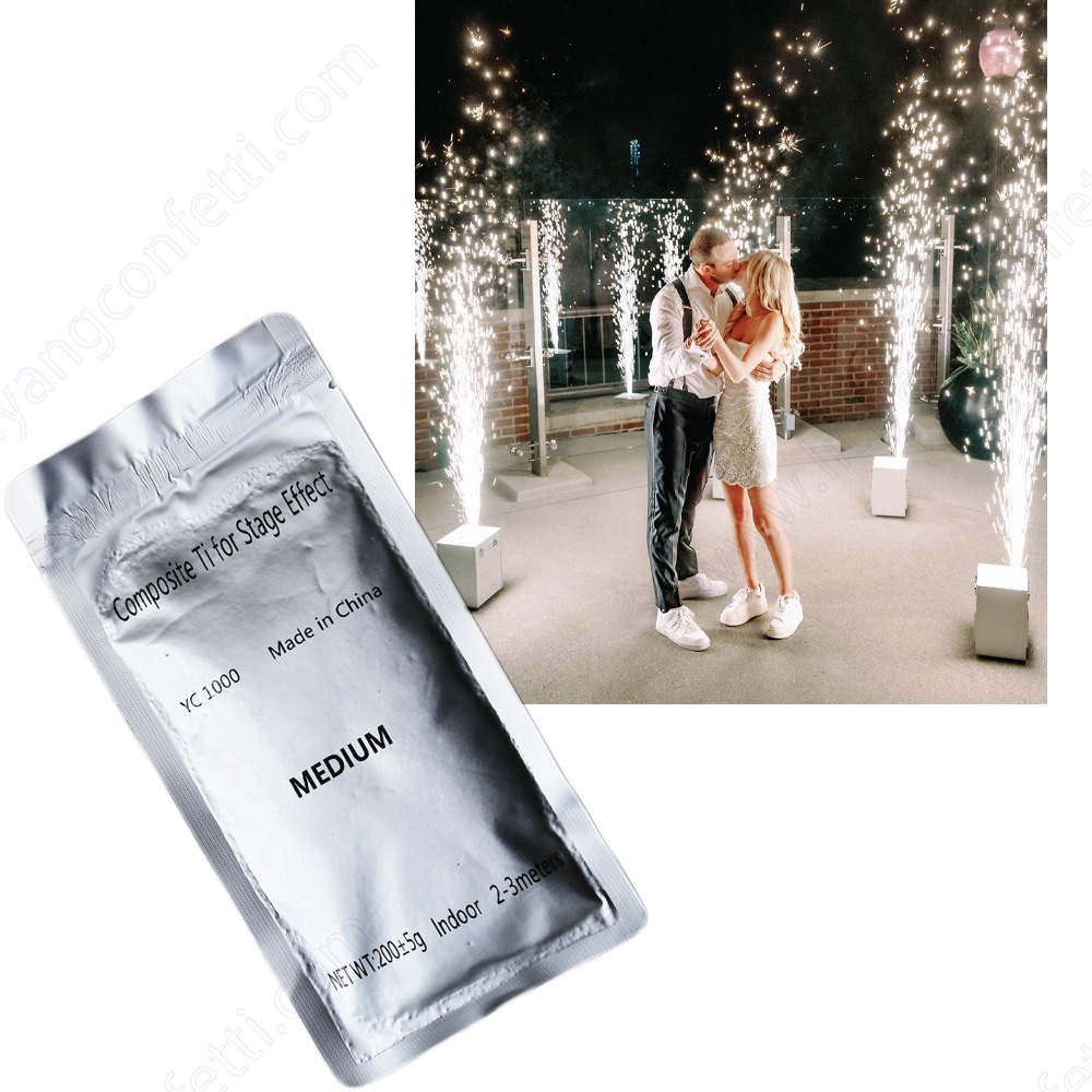 safety composite ti special cold spark fireworks machine ti powder bag sparklers fountain 200g titanium powder price in wedding