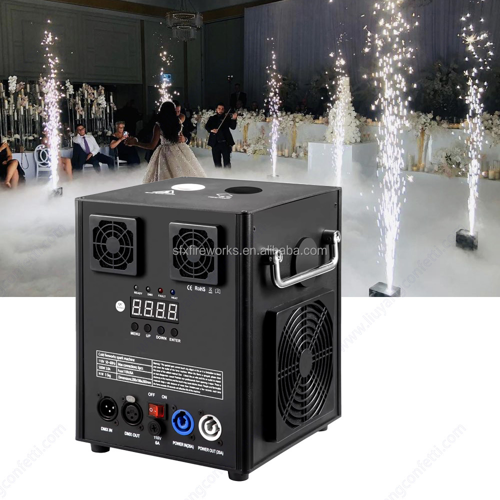 Electronic Cold Pyro Spark Fire Works Sparkler Machine Wedding Event Dmx512 Cold Spark Effect Machine 600W with Wireless Remote