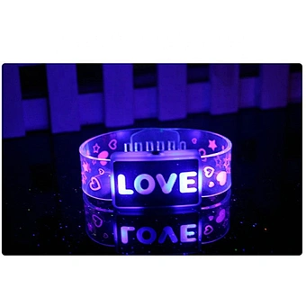 Love New Year Love Happy Word Flashing Wristband LED Bracelet Bangle Kids Light Toy Gift Birthday Glow Party Concert Christmas