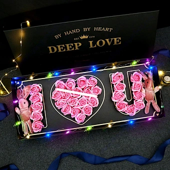 Valentines Personalised Romantic Valentine's Rose Flower Box Wholesale I Love You Shape Quality Set Gifts For Valentine Days
