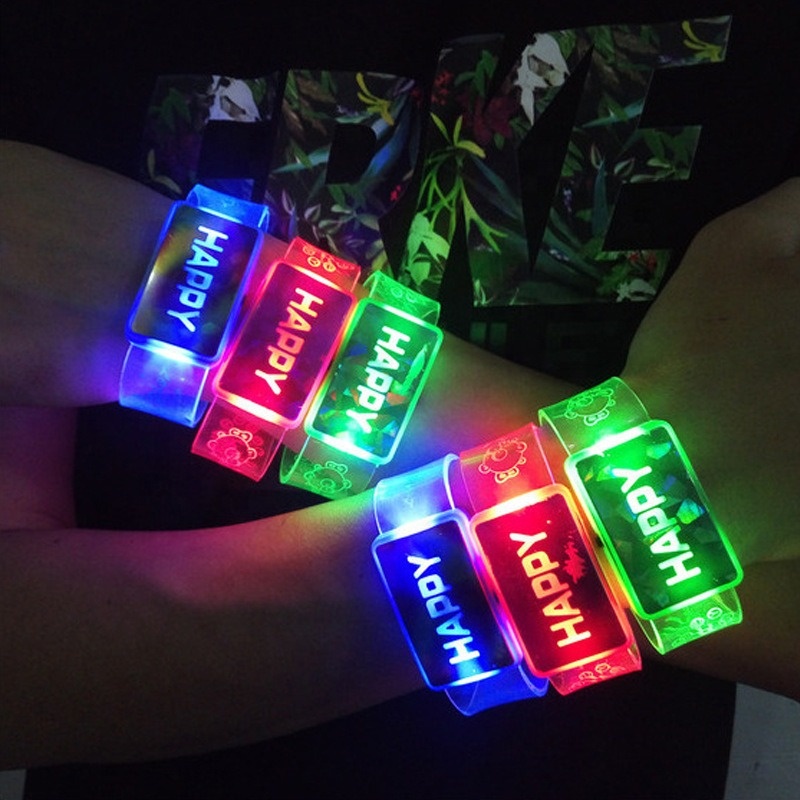 Love New Year Love Happy Word Flashing Wristband LED Bracelet Bangle Kids Light Toy Gift Birthday Glow Party Concert Christmas