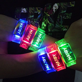Love New Year Love Happy Word Flashing Wristband LED Bracelet Bangle Kids Light Toy Gift Birthday Glow Party Concert Christmas