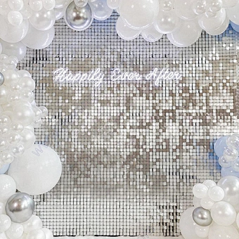 Event Clear Back Panel Premium Silver 3d Black Gold Decoration 4d Party Para Shimmering 4d Metallic Sequin Backdrop Shimmer Wall