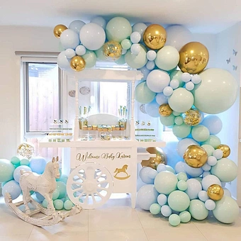 Happy Helium Latex Bobo Garland Set Caron Chain Combo Wedding Background Wall Decoration Arch Blue Boy Birthday Party Balloon