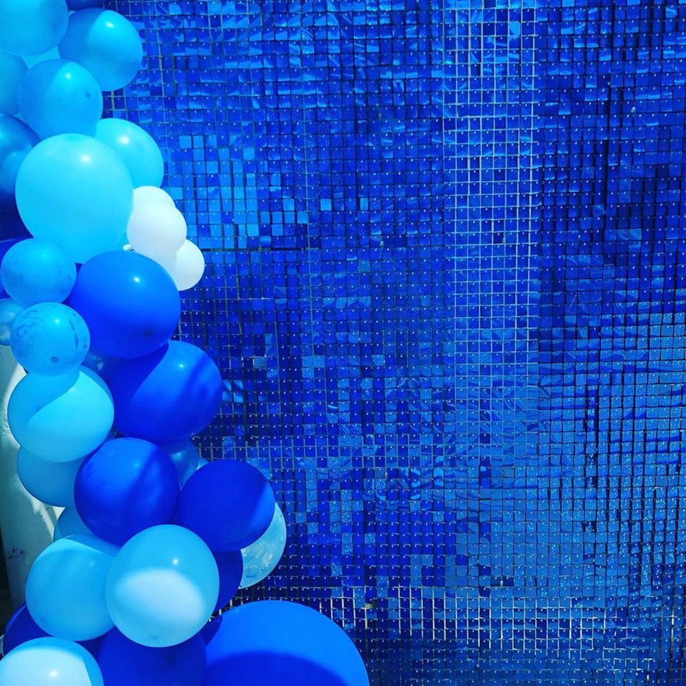 Decoration Decorative Baby Shower Boy Wedding Shimmeri Party Backdrop Birthday Photo Zone 3d Blue Shimmer Sequin Wall Panel