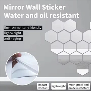 Hot selling home decor colorful hexagon design acrylic waterproof wall stickers 3d home decoration mirror sticker
