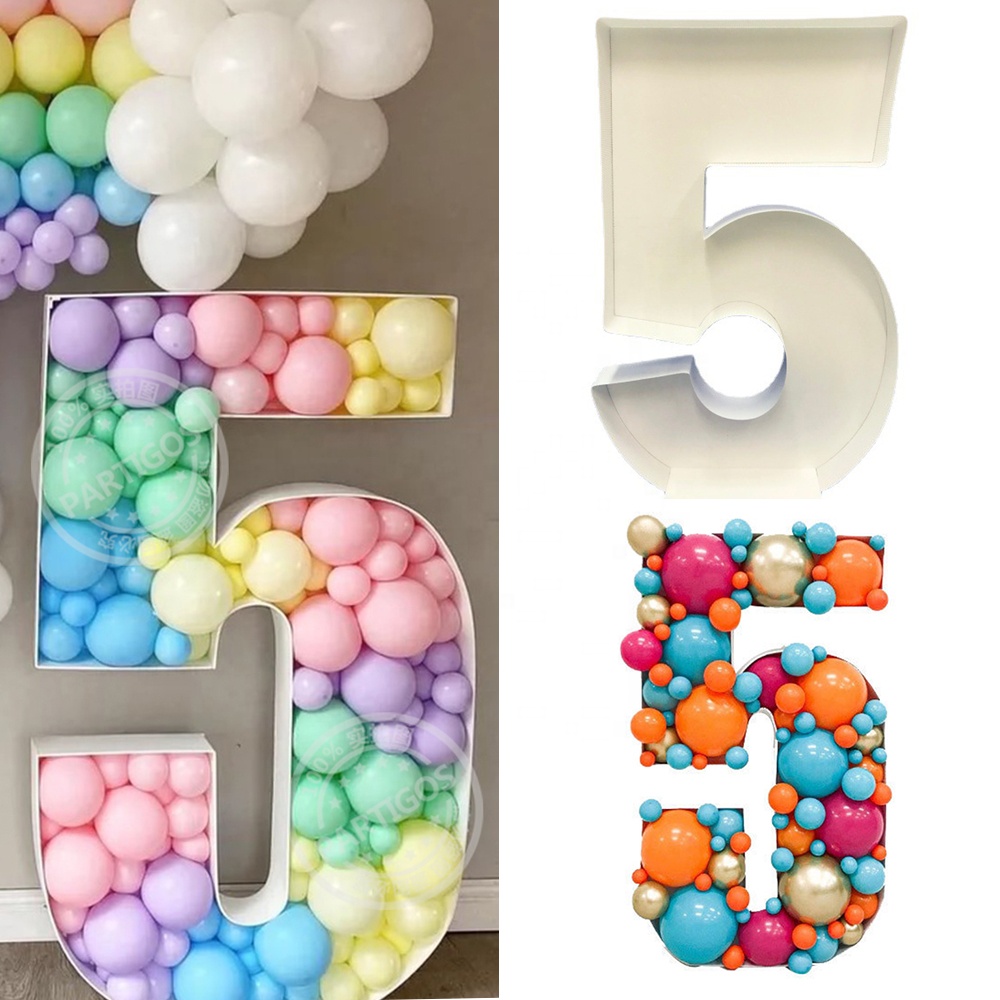 Colour White Stand Frame 73cm Blank Giant Filling Box Mosaic Kid Adult Event Birthday Anniversary Party Decor Number Balloon