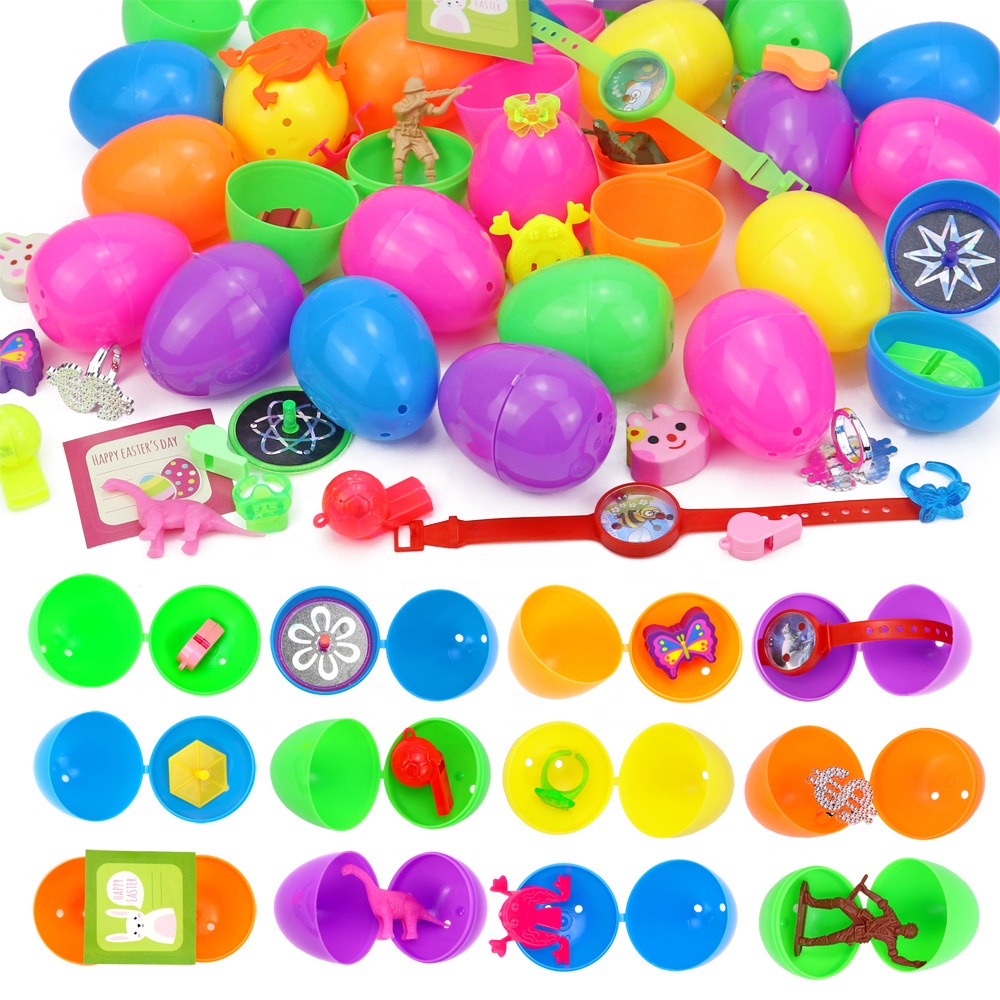 Baskets Decoration 2023 Bunnies Bag Sublimation Hot Sale Kids Party Favors Plastic Easter Eggs With Toys Inside