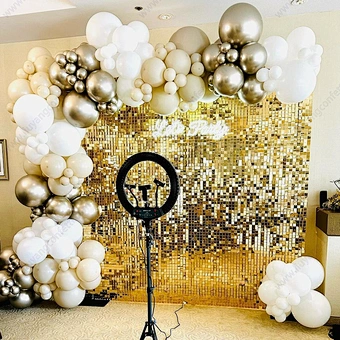 Event Show Rent Birthday Wedding Decoration 4d Panel Backdrop Custom Logo Party Outdoor Color Sequin Round Square Shimmer Wall
