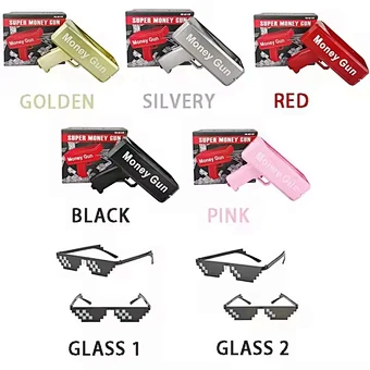Wholesale Gold Money Gun Make Cash Money Rain de dinero Gun Toy Shot Spray Real Golden Money Toy Gun for Party Custom Logo