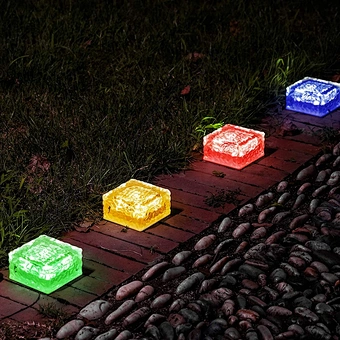 Lamplust Ice Cube Led Modern Rock Paver Square Outdoor Disk Outside Blocks Lighting Battery Solar Brick Landscape Path Light